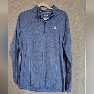 Baleaf Heathered Navy Blue Long Sleeve Quarter-Zip Performance Top Man Size M